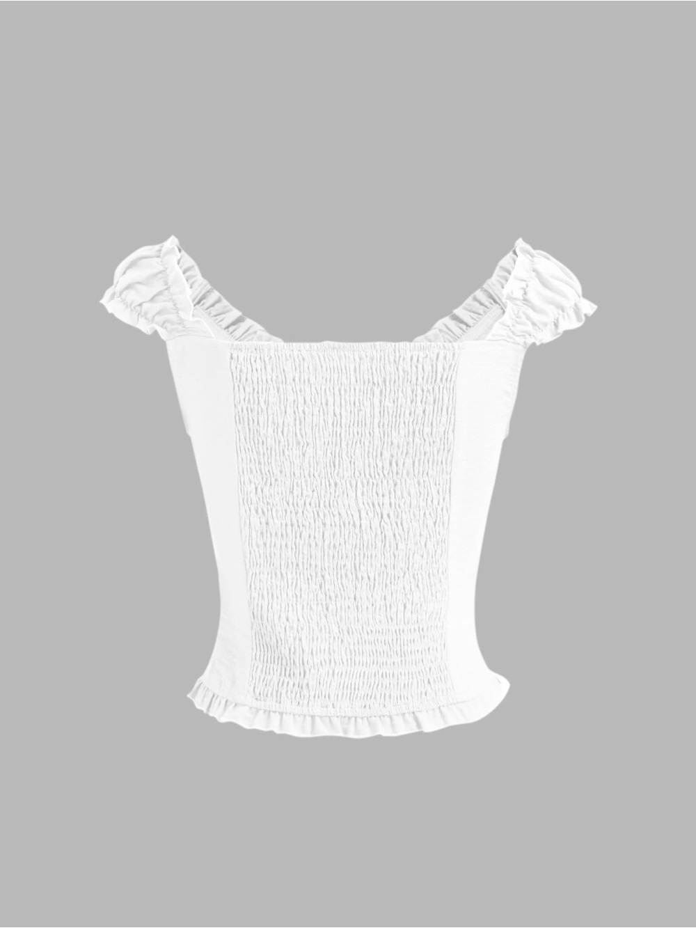Cider White Ruffle-Trim Button Front Top - Picture 3 of 4